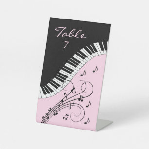 Piano Keyboard Black and White Music Design Pink Pedestal Sign