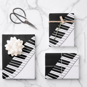 Piano Keyboard Black and White Music Design Wrapping Paper Sheet