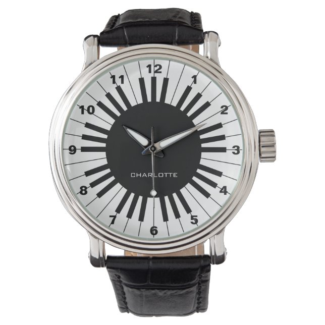 Piano Keyboard, Black and White Watch (Front)