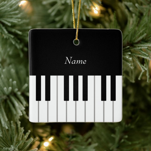 Piano Keyboard Elegant Personalised Musician's Ceramic Ornament (Tree)