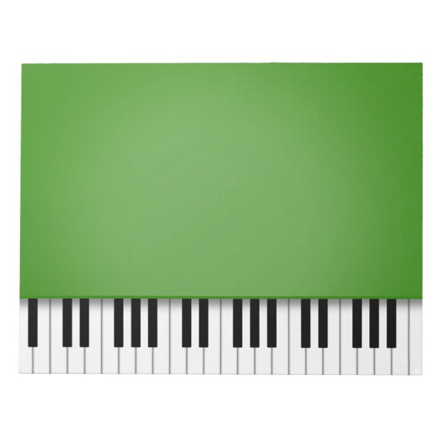 Piano Keyboard Fun Green 8.5x11 Music Notepad (Front)
