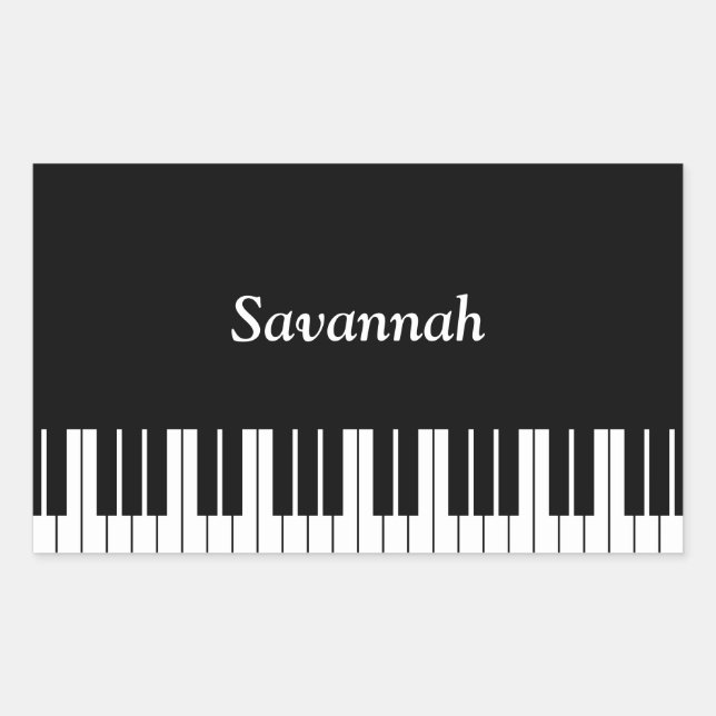 Piano Keyboard Keys, Black and White Rectangular Sticker (Front)