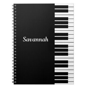 Piano Keyboard Keys, Black and White Spiral Notebook