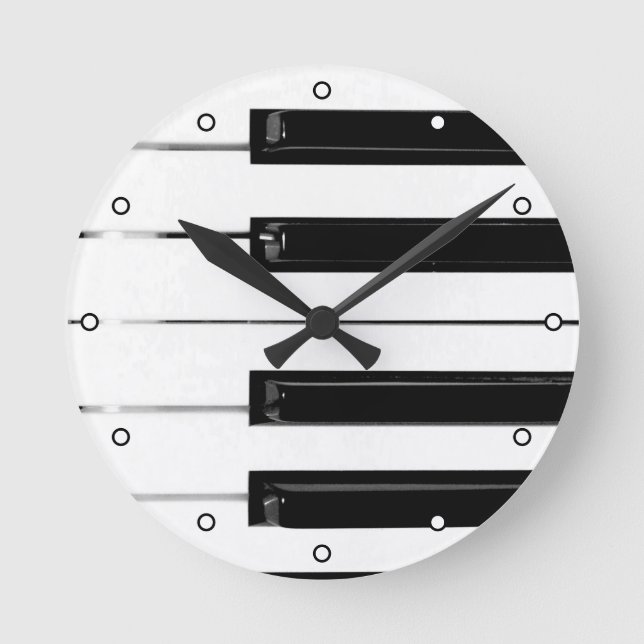 Piano Keyboard Keys with Dots Round Clock (Front)