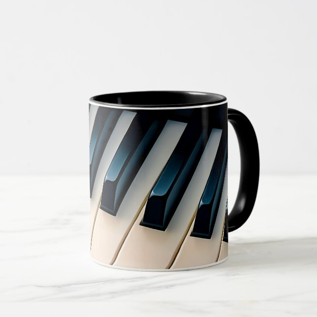 Piano keyboard mug, realistic keys. mug (Front Right)