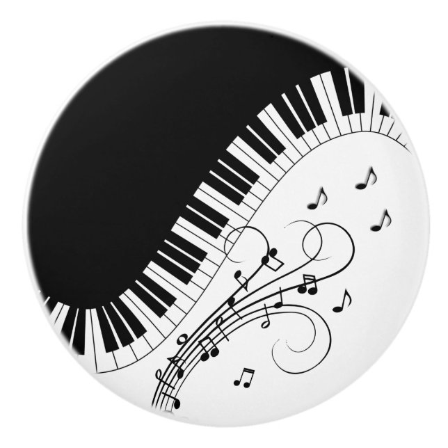 Piano Keyboard Music Design   Mouse Pad Ceramic Knob (Front)
