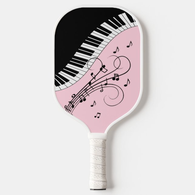 Piano Keyboard Music Design Pink Pickleball Paddle (Front)