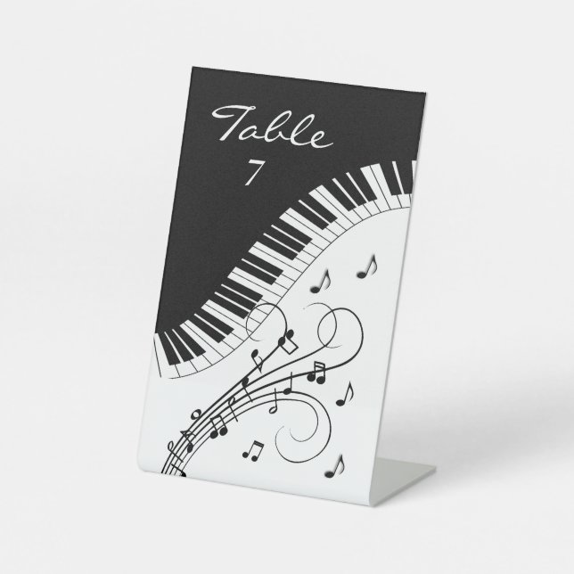 Piano Keyboard Music Design Table Number Pedestal Sign (Front)