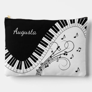 Piano Keyboard Music Design w/ Name Accessory Pouch