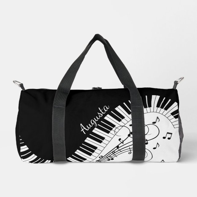 Piano Keyboard Music Design  w/ Name Duffle Bag (Front)