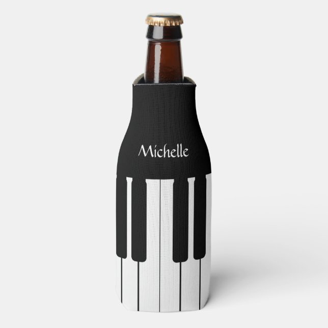 Piano Keyboard Music Personalised Bottle Cooler (Bottle Front)