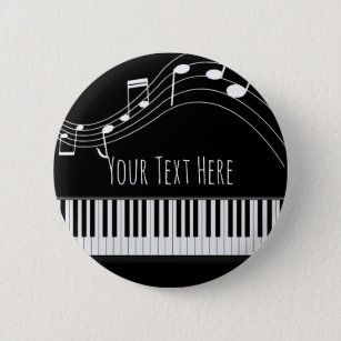 Piano Keyboard & Musical Notes 6 Cm Round Badge