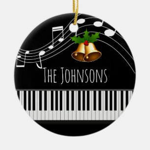 Piano Keyboard & Musical Notes Ceramic Tree Decoration