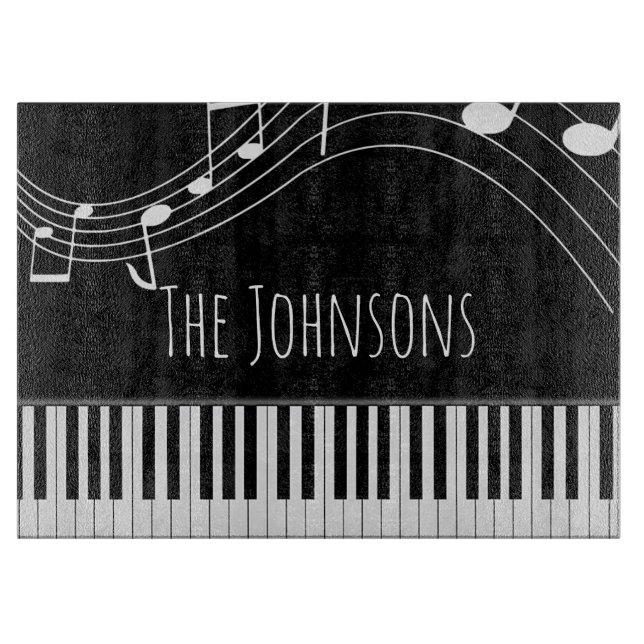 Piano Keyboard & Musical Notes Cutting Board (Front)