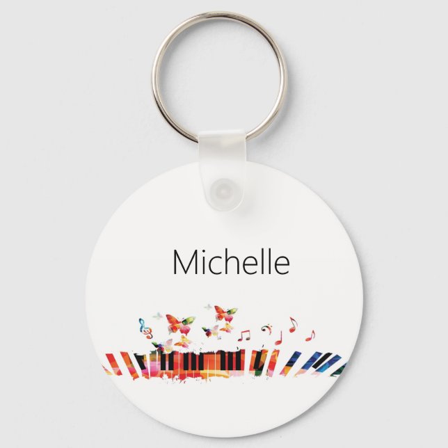 Piano Keyboard & Musical Notes Keychain (Front)