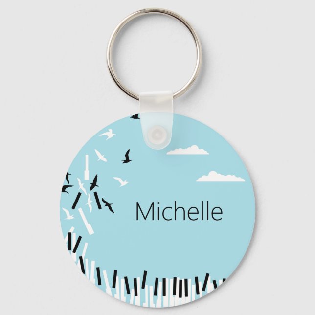 Piano Keyboard & Musical Notes Keychain (Front)