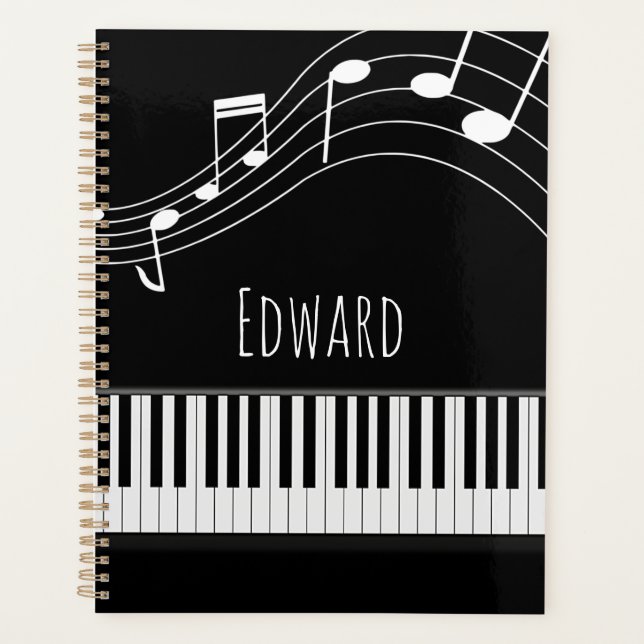 Piano Keyboard & Musical Notes Planner (Front)