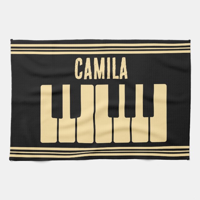 Piano Keyboard Personalised Musician's  Tea Towel (Horizontal)