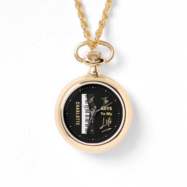 Piano Keyboard Players Fun Music Notes Watch (Front)