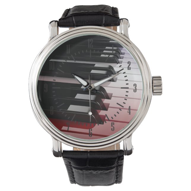 Piano Keyboard Red White and Blue Watch (Front)