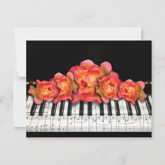 Piano Keyboard Roses and Music Notes (Front)