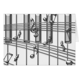 Piano Keyboard Silver Music Notes