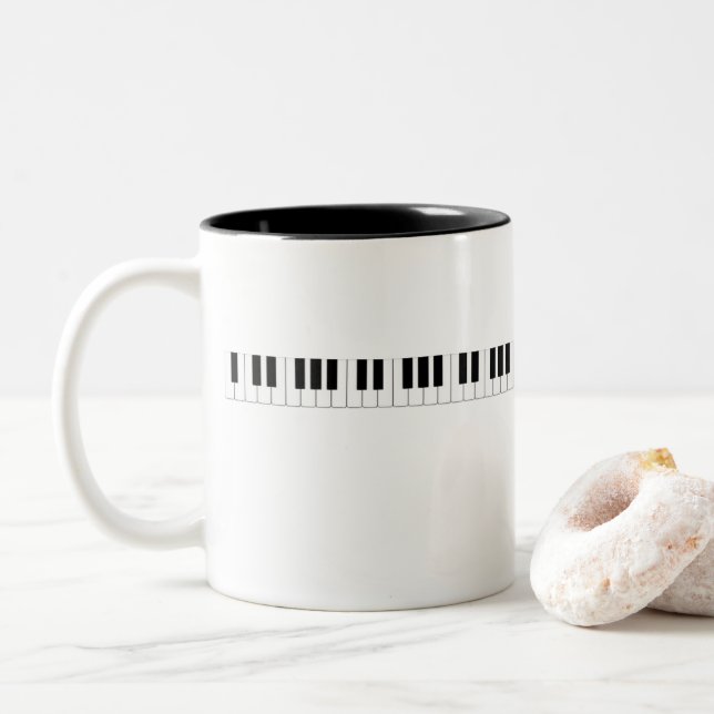 Piano Keyboard Two-Tone Coffee Mug (With Donut)