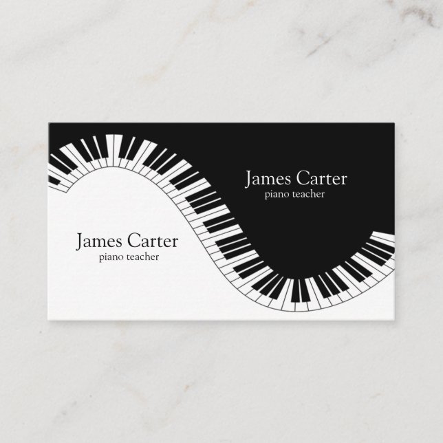 Piano Keyboard Waves Business Card (Front)