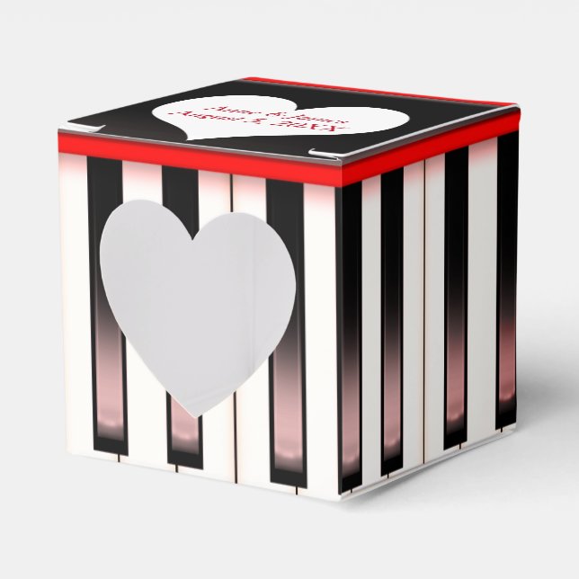 Piano Keyboard With Heart Favour Box (Front Side)