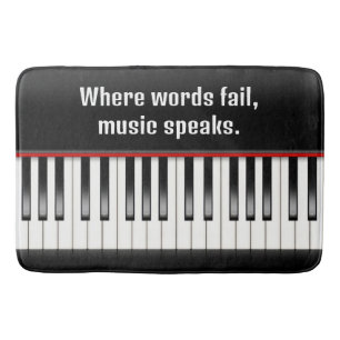 Piano Keyboard with Inspiring Quote Bath Mat