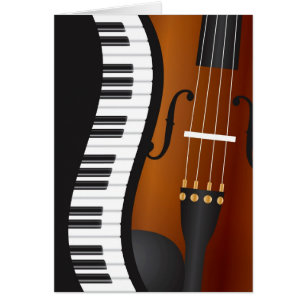 Piano Keyboards Wavy Border with Violin Card