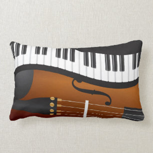 Piano Keyboards Wavy Border with Violin Pillow