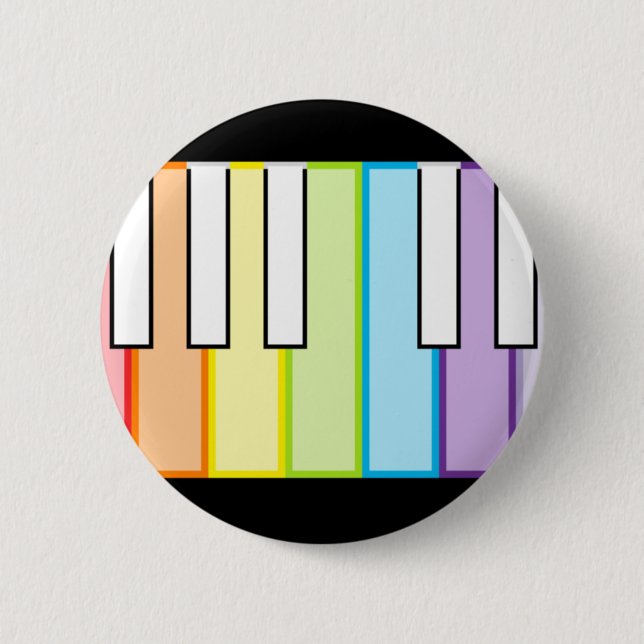 piano keys 6 cm round badge (Front)