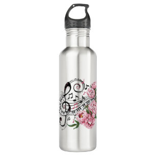 Piano Keys and Flowers 710 Ml Water Bottle