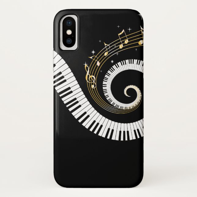 Piano Keys and Gold Music Notes Case-Mate iPhone Case (Back)