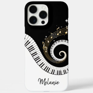 Piano Keys and Gold Music Notes iPhone 16 Pro Max Case