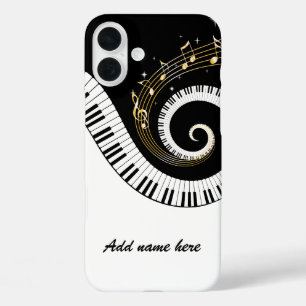 Piano Keys and Gold Music Notes iPhone 16 Plus Case