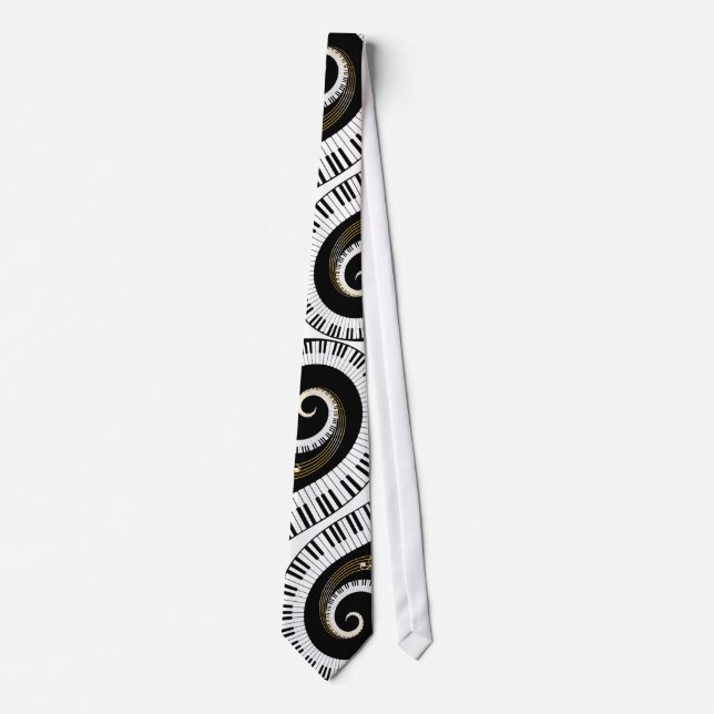 Piano Keys and Gold Music Notes Tie (Front)