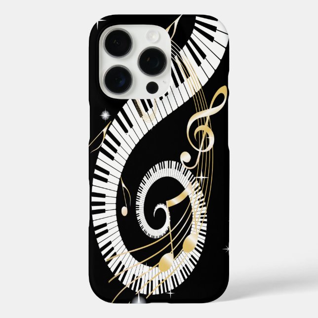 Piano Keys and Golden Music Notes Case-Mate iPhone Case (Back)