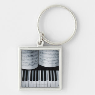 Piano Keys and Music Book Key Ring