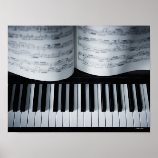 Piano Keys and Music Book Poster