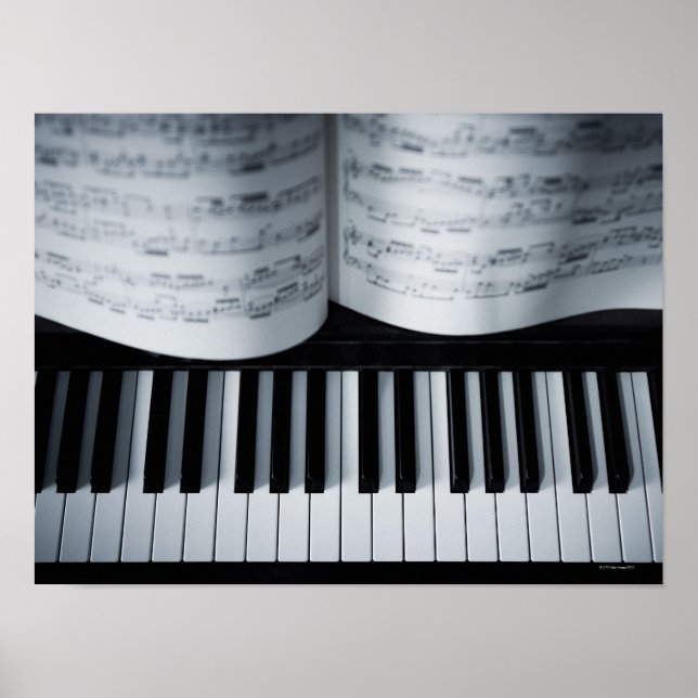 Piano Keys and Music Book Poster (Front)
