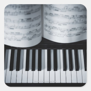 Piano Keys and Music Book Square Sticker