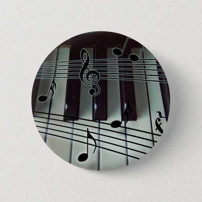 Piano Keys and Music Notes 6 Cm Round Badge (Front)
