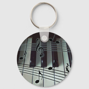 Piano Keys and Music Notes Key Ring