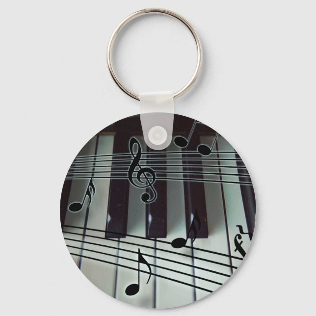 Piano Keys and Music Notes Key Ring (Front)