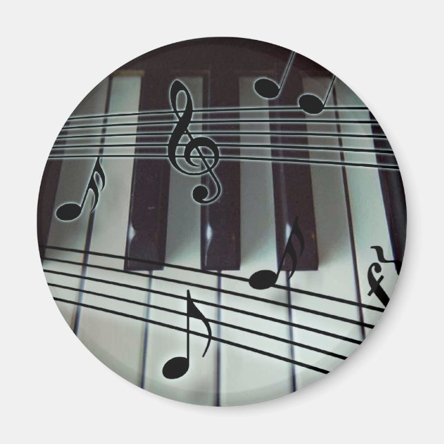 Piano Keys and Music Notes Magnet (Front)