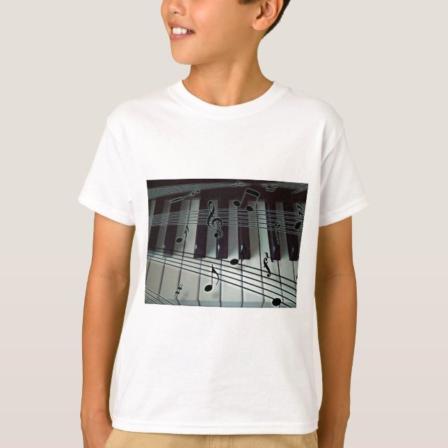 Piano Keys and Music Notes T-Shirt (Front)