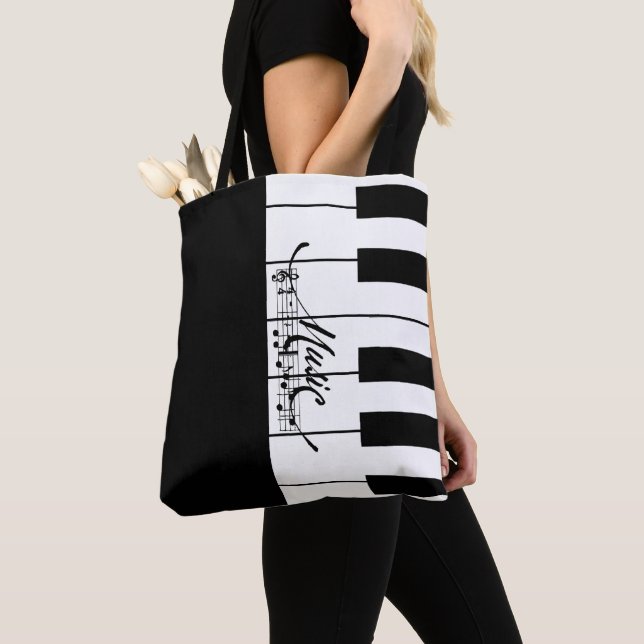 Piano Keys and Music Notes - Tote Bag (Close Up)