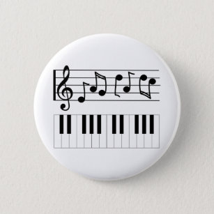 Piano Keys and Musical Notes 6 Cm Round Badge